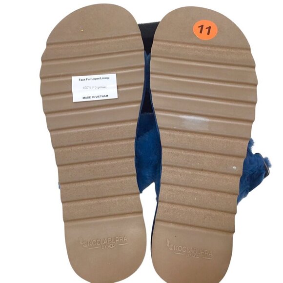 Koolaburra by Ugg Furr-Ah Amphora NWT Slide Sandals Sz 11 Blue Faux Fur 1110213 - Picture 10 of 10